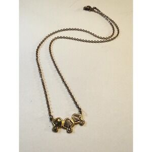 Retro Three Mushrooms w/ Iridescent Inlay 18" VTG Necklace Garden Charm